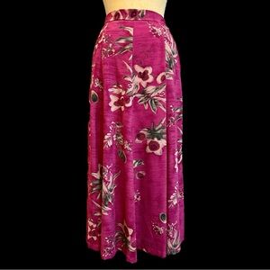 VINTAGE mauve rose dark floral long maxi skirt elastic waist moody Victorian 90s